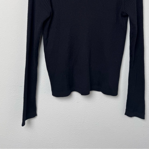 NWT 100% Extra Fine Merino Wool Ribbed Long Sleeve Polo Cardigan Black XL - Picture 10 of 15